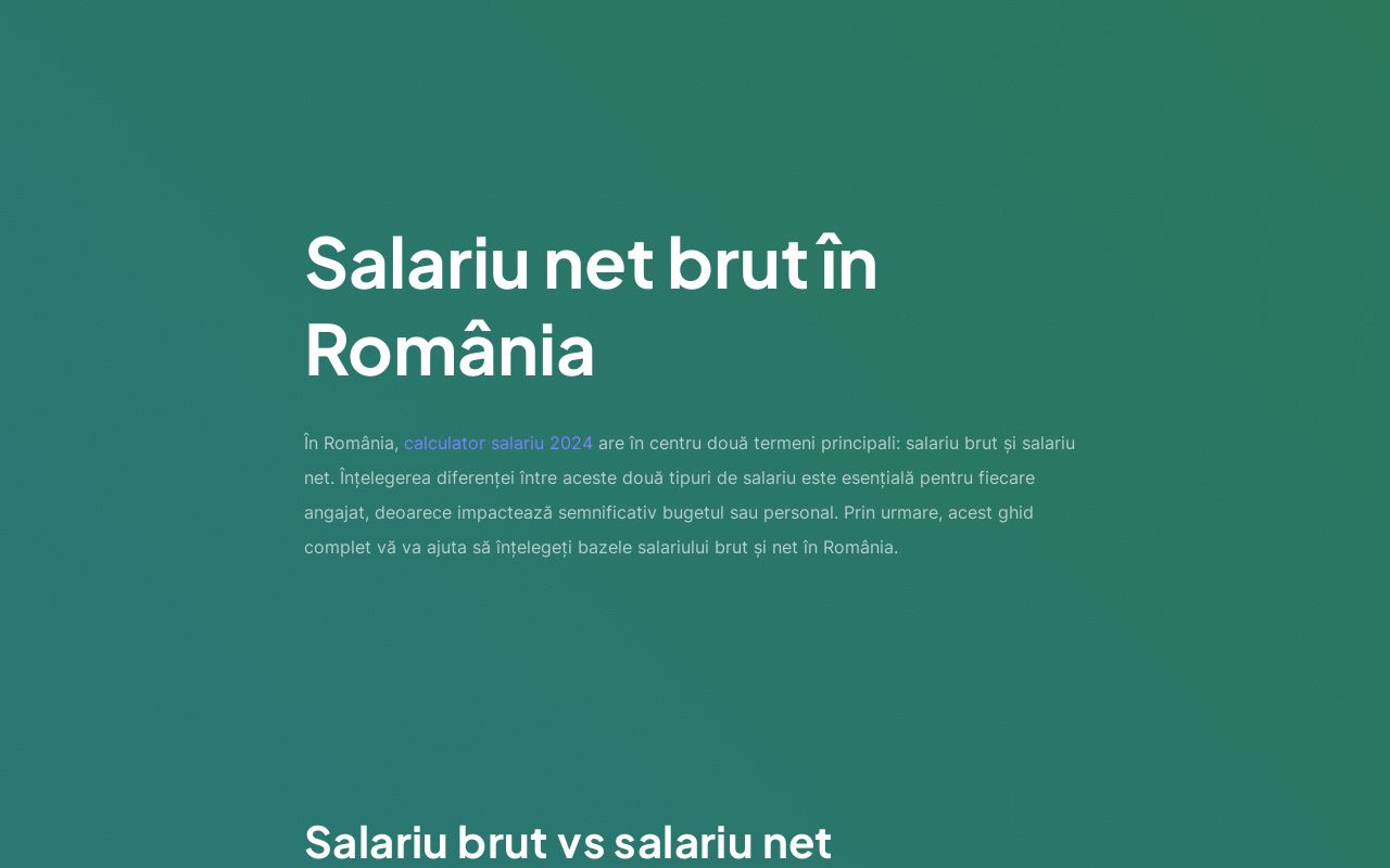 Salariu net Brut in Romania Calculator Salarii
